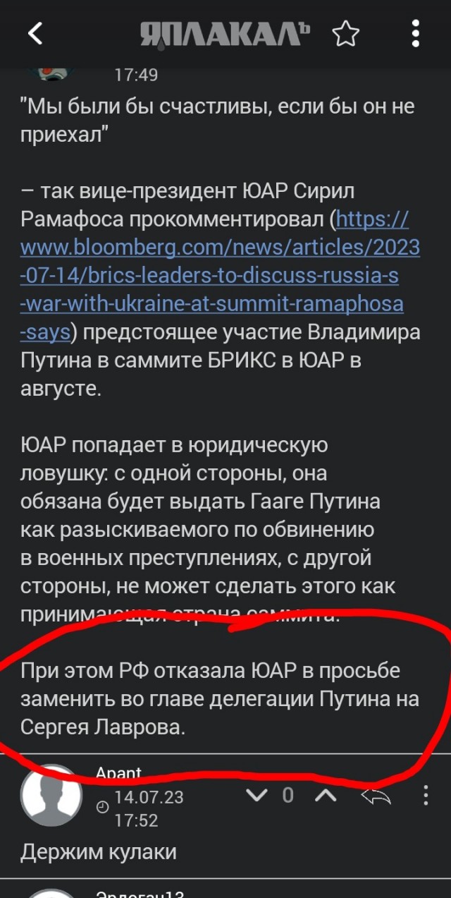 Владимир Путин не поедет в ЮАР на саммит БРИКС, сообщила администрация южноафриканского президента