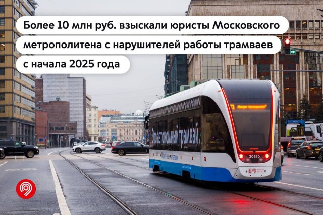 8 тысяч рублей за минуту — столько будет стоить задержка трамвая нарушителю в Москве