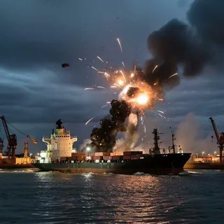 Судно загорелось в Новороссийске во время атаки БПЛА