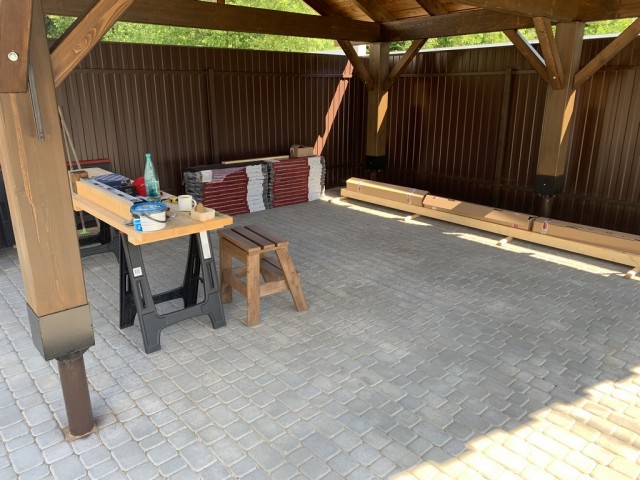 Навес для авто из бруса своими руками