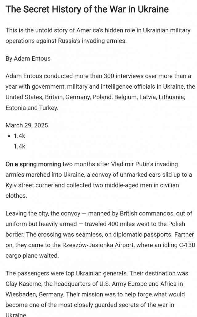 А было сегодня про то как США слили сведения по их участию в Украине?