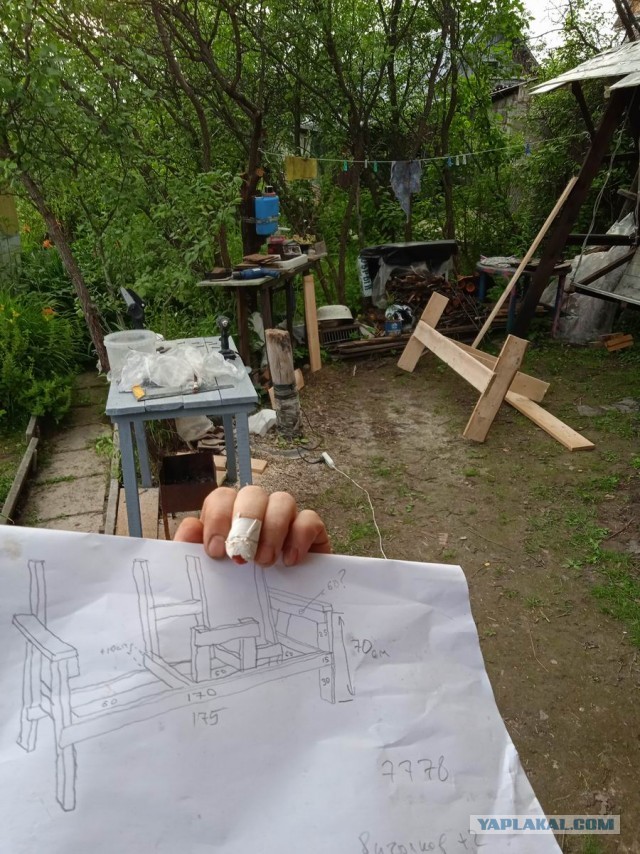 Лавочка на двоих со столиком (Рукожопства  пост)+Подскажите по краске
