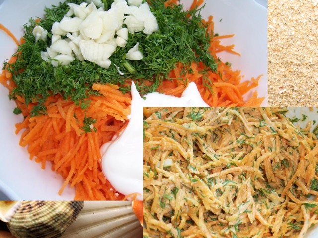 Рулетики из морского языка с овощами