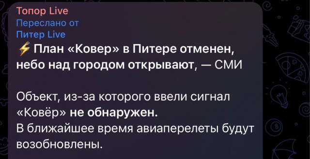 В Санкт-Петербурге ввели план «Ковёр» из-за неопознанного объекта в воздухе. Аэропорт Пулково не принимает самолеты