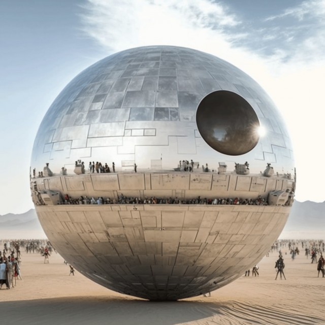 В пустыне Burning Man появилась гигантская сломанная Эйфелева башня