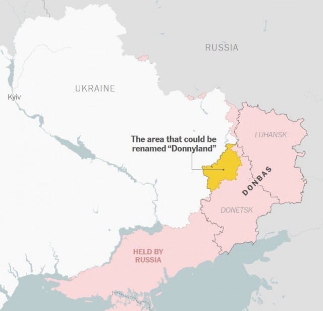 Украина предлагала назвать часть Донбасса «Доннилэнд» в честь Трампа, — The New York Times.