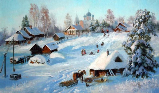 Тишина и холод в деревне