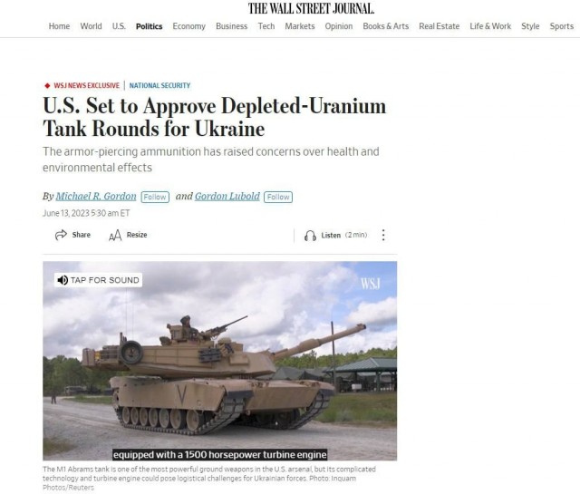 WSJ: США собираются предоставить Киеву танковые снаряды с обеднённым ураном