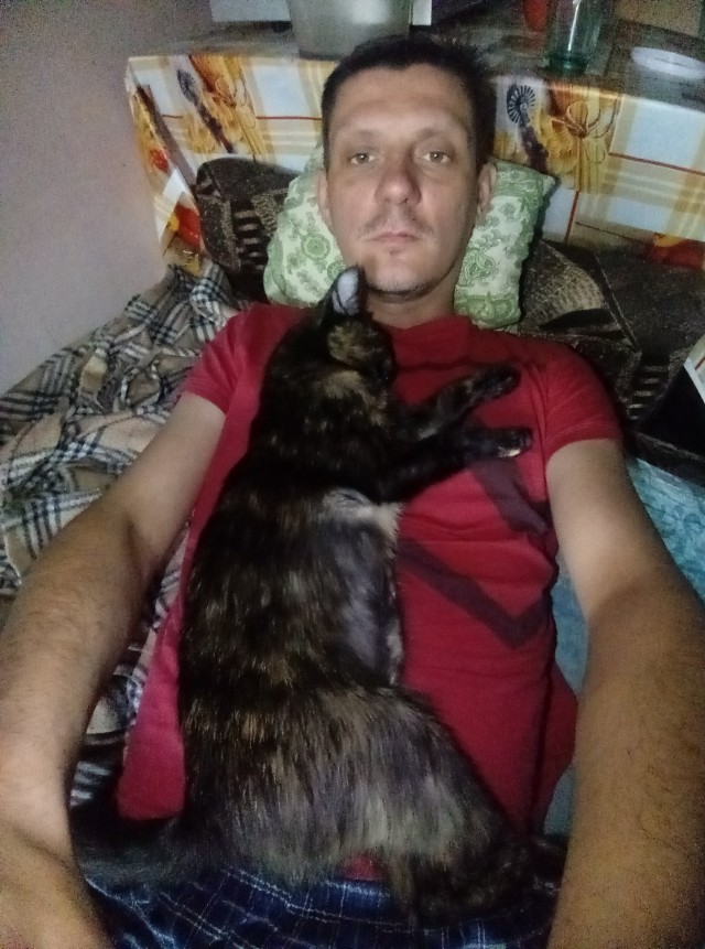 А как вы спите с котиком?
