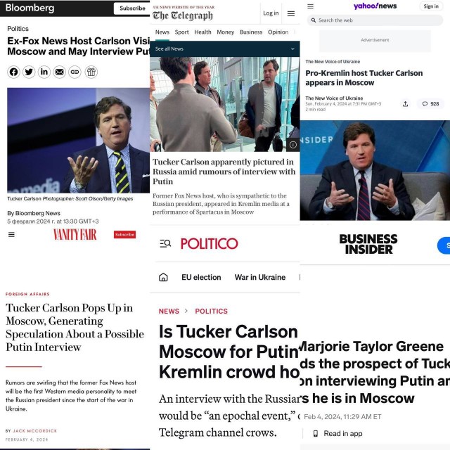 Такер Карлсон взял интервью у Путина, — Newsweek