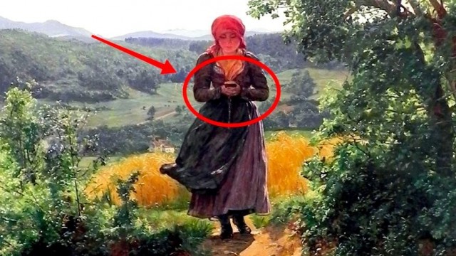 Девушка с айфоном на картине 1860 года