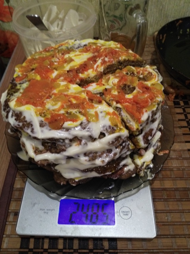 Тортик печёночный по простому по Санчёсовски.