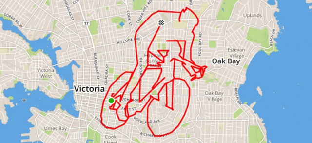 Канадский велогонщик рисует GPS-картины на картах