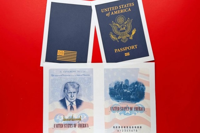 Я - памятник Себе! В США начали выдавать паспорта с портретом Трампа.