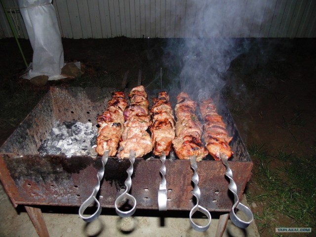 Дача, грибы, мясо, овощи.