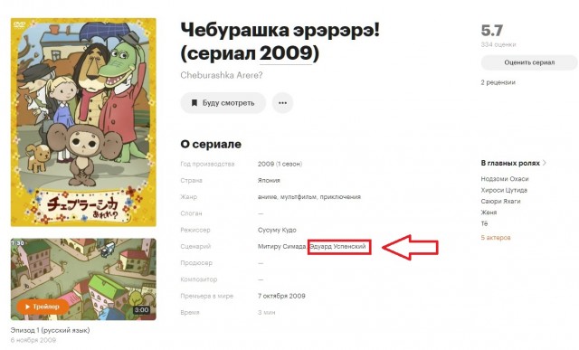 Чебурашка теперь в кино