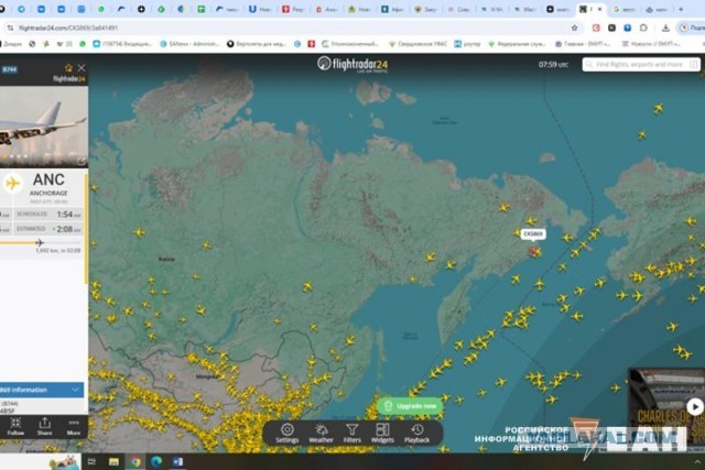 Самолеты недружественных стран стали летать над Россией. Скриншот