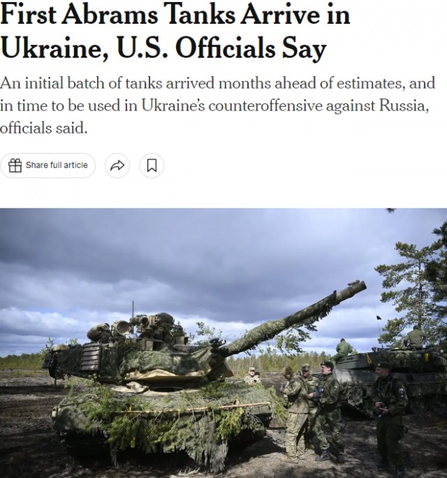 NYT: первые танки Abrams прибыли на Украину