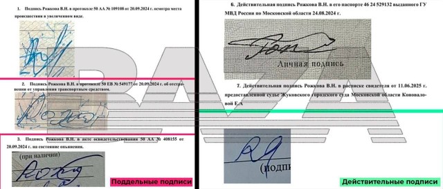 В Подмосковье водитель подозревает сотрудников ГАИ в подделке подписей в протоколах ДТП. Экспертиза подтвердила несовпадение, но на решение суда это не повлияло.
