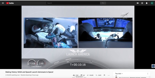 Прямая трансляция повторного запуска SpaceX Crew Demo-2
