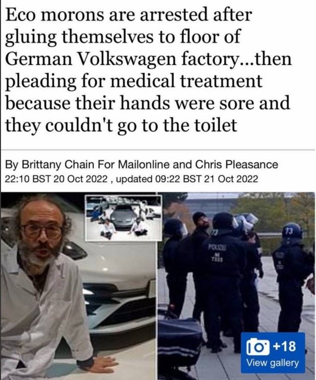 Немецкие экоактивисты пришли в автоцентр Volkswagen и приклеили себя к полу