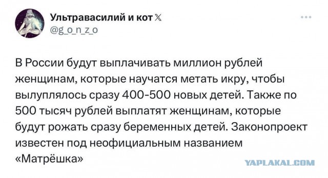 И чтобы после рождения они сразу платили налоги