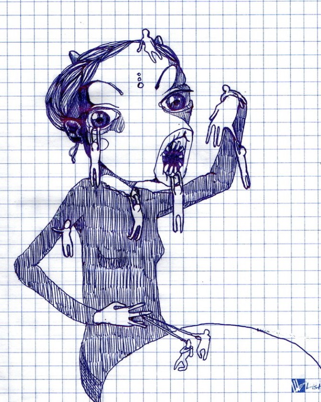 Рисунки в тетради от скуки