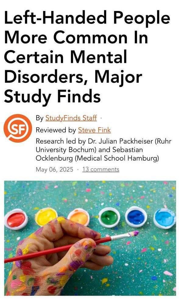 ???? Ученые обнаружили связь между леворукостью и некоторыми неврологическими расстройствами