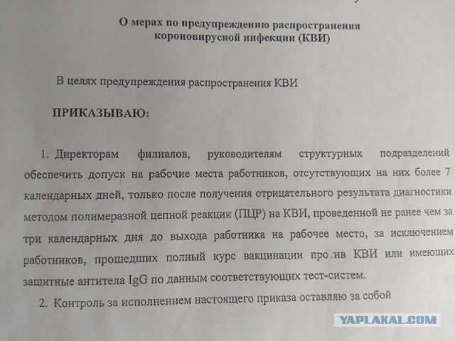 Сегодня по фирме разослали приказ об обязательной вакцинации