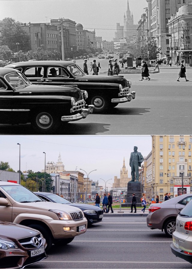 Москва тогда и сейчас. 10 фотографий показывающих как изменилась столица за последние десятилетия.