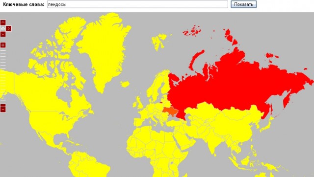 Яндекс: Популярность слова на карте