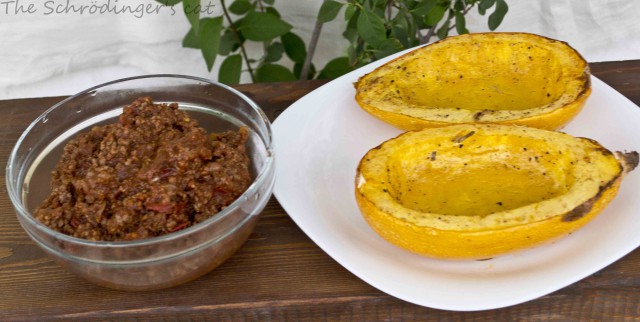 Тыква-спагетти с мясным соусом