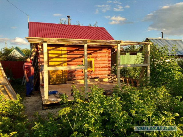 Пристрой-беседка к бане на даче своими руками