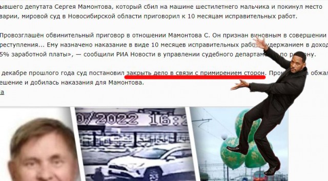Экс-депутата Мамонтова приговорили к исправительным работам за то, что он сбил ребёнка