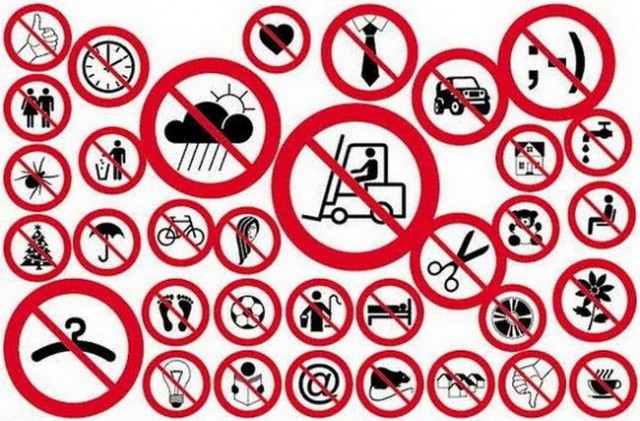 Подборка необычных объявлений о запрете тех или иных действий)