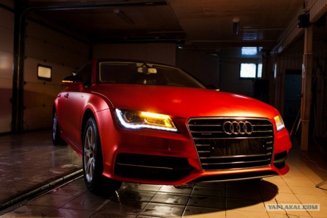 Audi A7 в красном матовом хроме!
