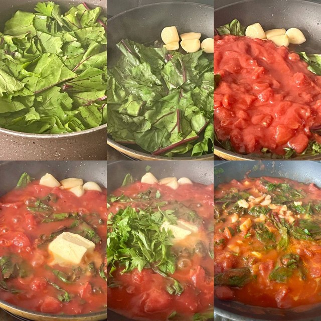 Домашняя паста с помидорами и зеленью