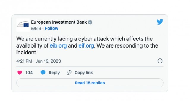 Хакеры из Killnet и Anonymous Sudan атаковали Европейский инвестиционный банк