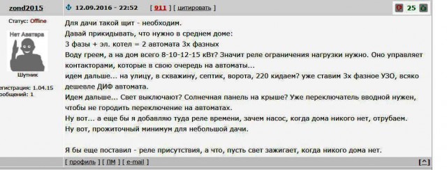 Щиты для дачного дома