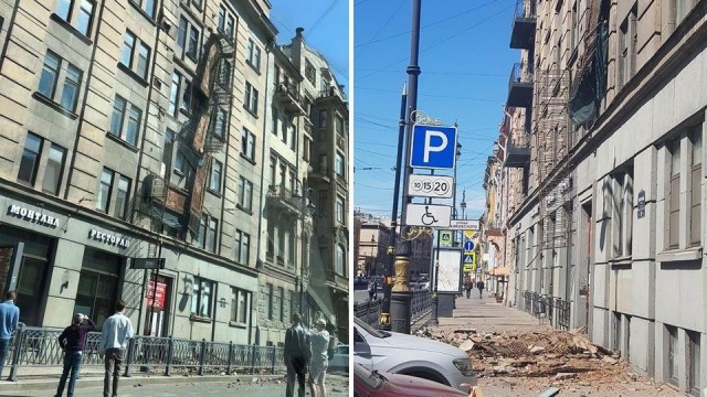 В центре Петербурга обрушились четыре балкона жилого дома