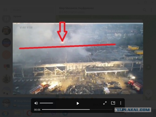 Видео  с камер видеонаблюдения во время  удара по Кремнчугу