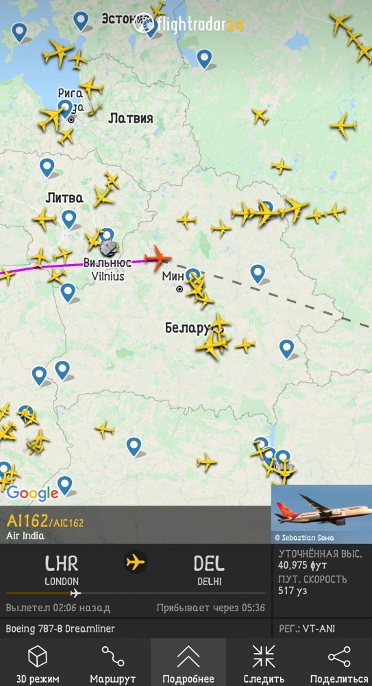В небе над Беларусью почти нет самолетов