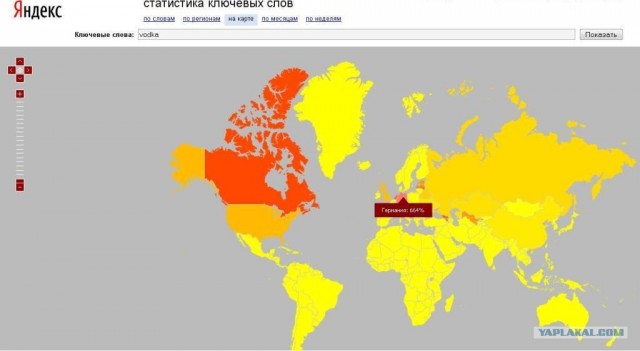Яндекс: Популярность слова на карте