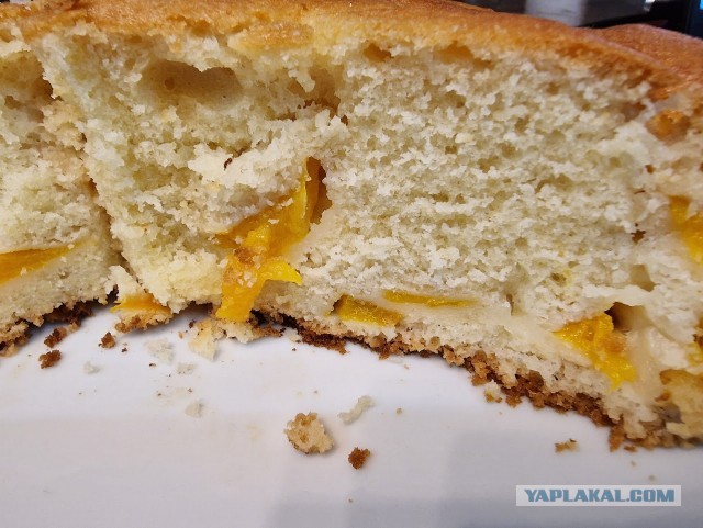 Быстро-вкусно: пирог на сметане с персиками