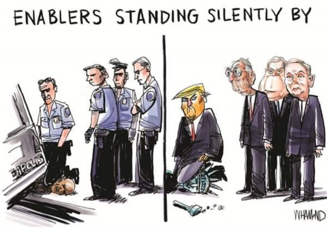 Протесты и погромы в США в зарубежной карикатуре