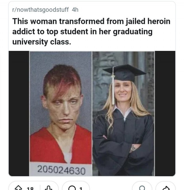 Женщина из героиновой наркоманки, стала выпускницей университета!