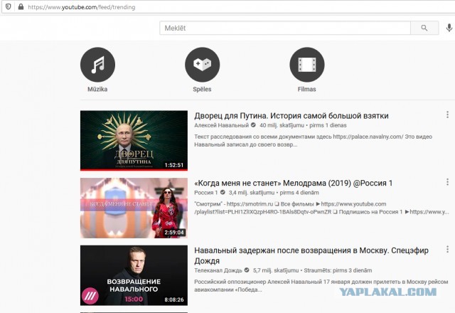 Расследование Навального о дворце Путина вошло в тренды ютуба почти всех европейских стран