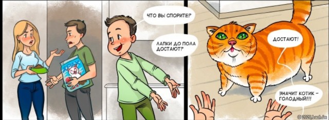 Забавные комиксы о реалиях жизни с кошкой