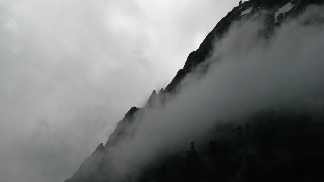 Когда в горах облачно и пасмурно