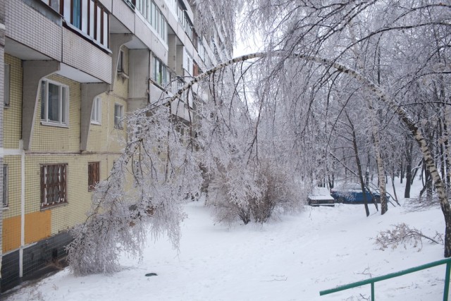 Лед на улицах Москвы
